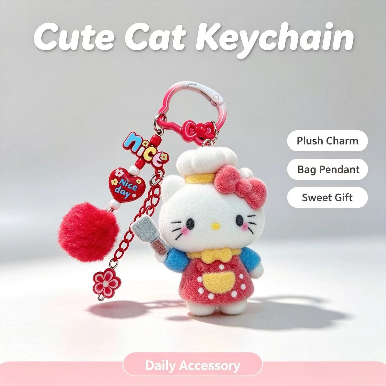 Women'S Key Accessories - Gantungan Kunci Kucing Berbulu Modis, Figur