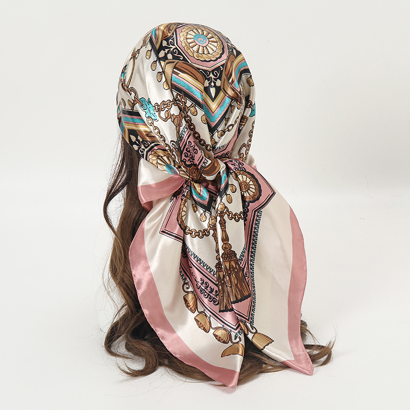 Women Accessories Chain - Kerudung Satin Persegi Wanita Muslim Hijab